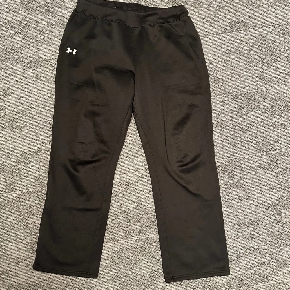 Under Armour Mens Black Fleece Lined Track Pants Straight Leg LG 207562 FW09